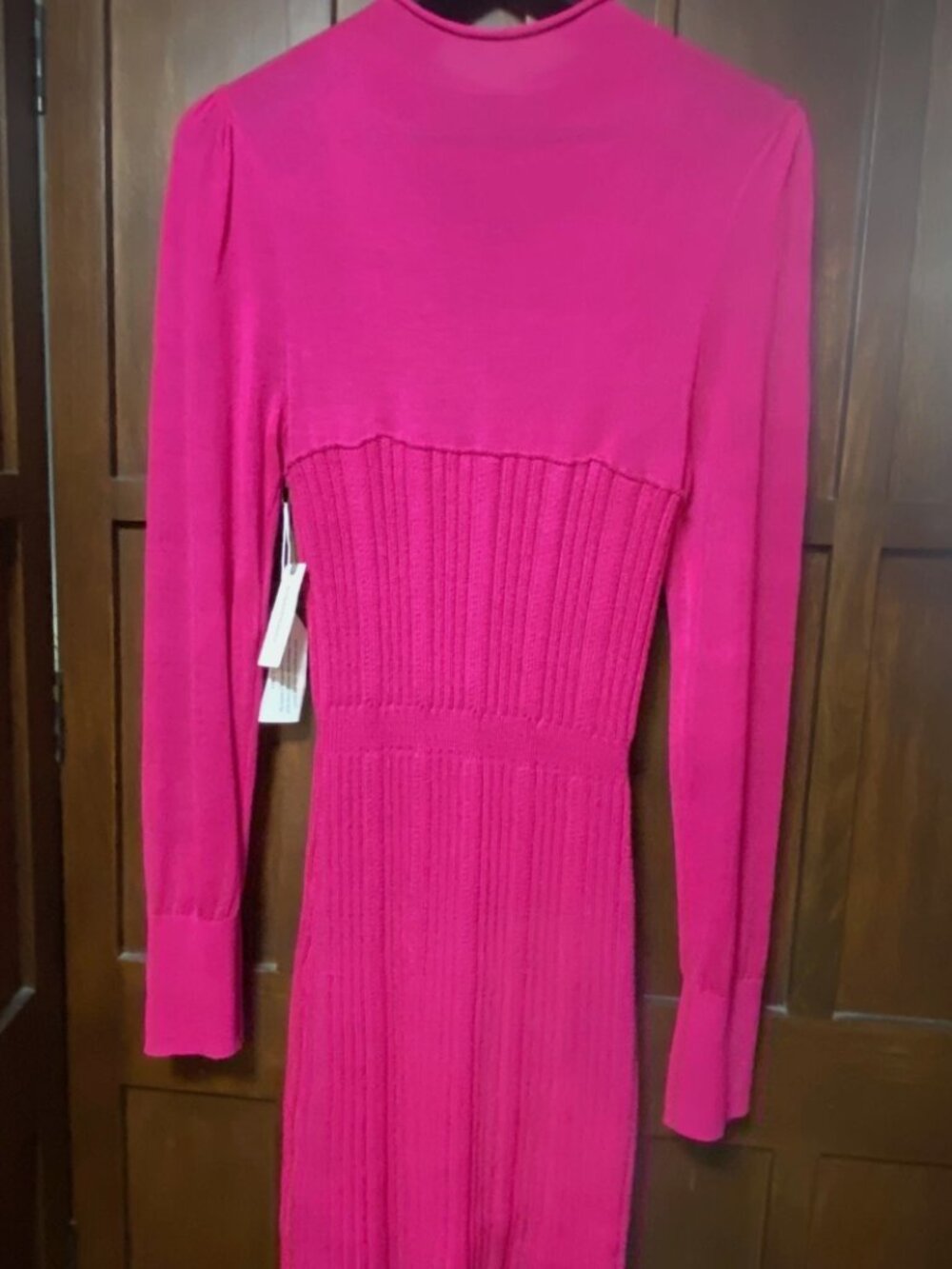 By Anthropologie Pink Turtleneck Ribbed Knit Corset Sweater Dress M NWT